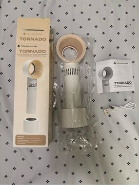 Handheld Bladeless Fan - Beige/White